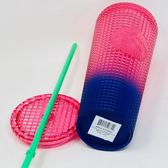 NEW STARBUCKS tumbler 24 OZ ombré grid cold iced frap - Picture 1 of 5
